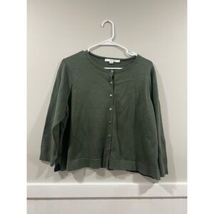 Boden Cropped 3/4 Sleeve Cardigan Sweater Green Button Preppy Women Size XL